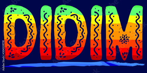 Didim - funny cartoon colorful inscription. Vector hand drawn color lettering. Didim is a city in Turkey. For banners, posters souvenirs and prints on clothing.