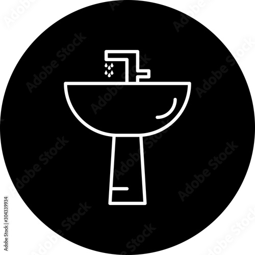 Wash Basin Icon Isolated On Abstract Background