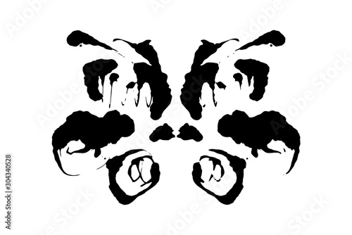 Rorschach inkblot test illustration, random symmetrical ink abstract ink stains.