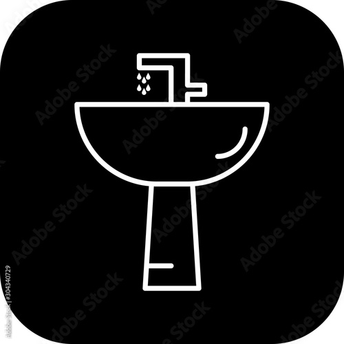 Wash Basin Icon Isolated On Abstract Background