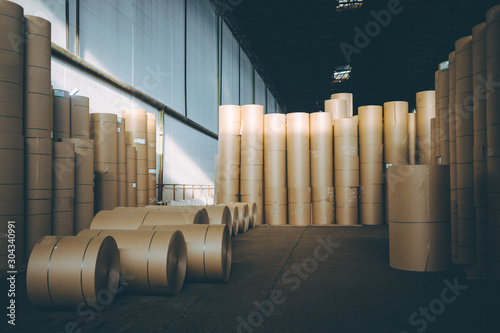 storage paper carton paper factory many bobbin photo