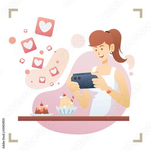 Social Media Star taking picture of her food