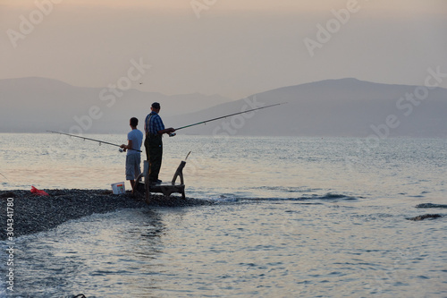 man fishing in the sea