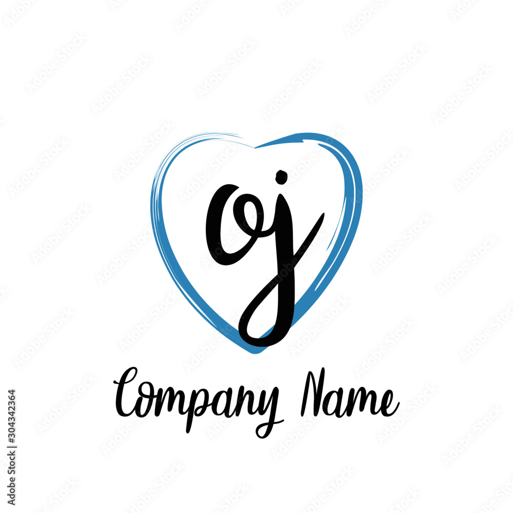 OJ initial handwriting in a love brush-shaped template OJ initial handwriting in a love brush-shaped template