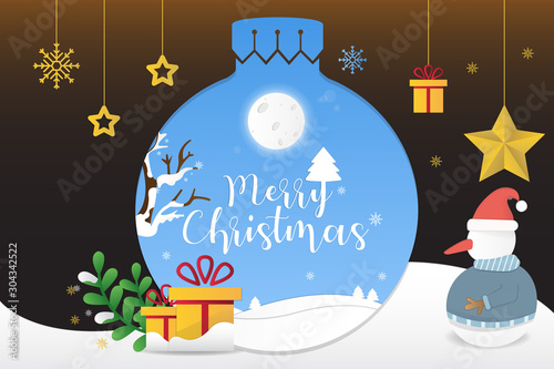 Letter banners designed by Merry Christmas. abstract Winter background tree,  snow, forest. Xmas card template,poster,landing page, banner design a happy  New year vector illustration