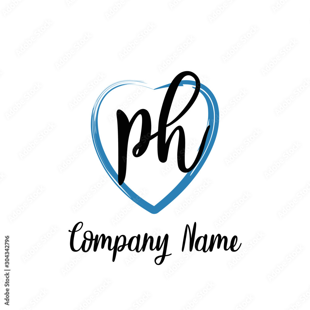 PH initial handwriting in a love brush-shaped template PH initial handwriting in a love brush-shaped template