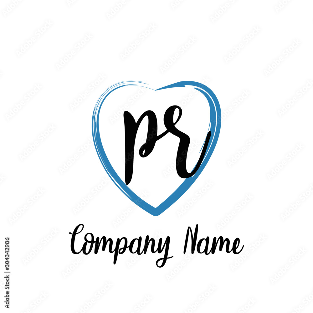 PR initial handwriting in a love brush-shaped template PR initial handwriting in a love brush-shaped template