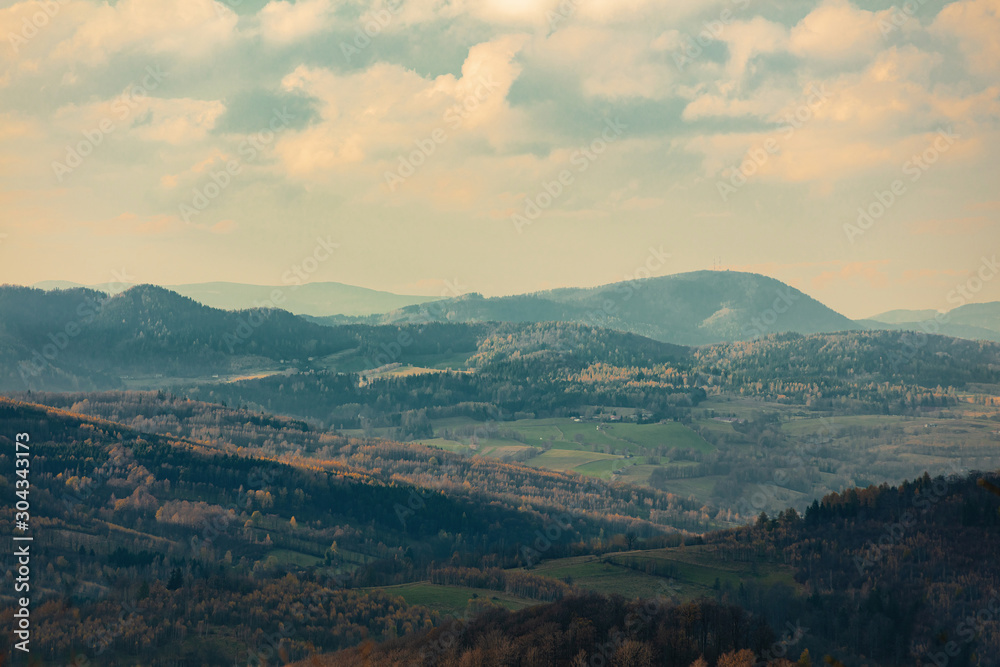 View on Beskids mountains in Poland
