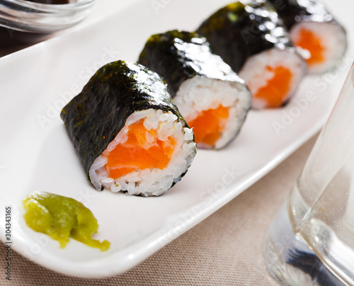 Sushi maki set with salmon