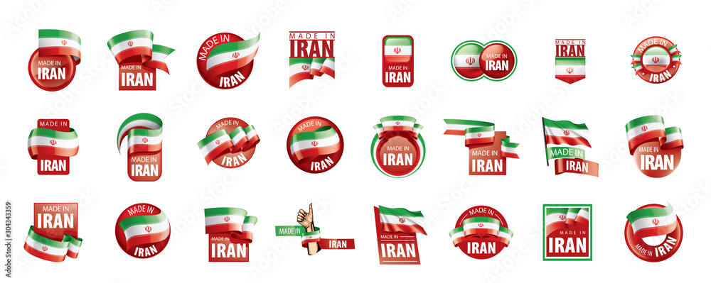 Iran flag, vector illustration on a white background Iran flag, vector illustration on a white background