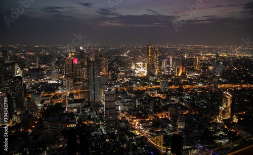  panoramic skyline of Bangkok by night from King Power Mahanakhon  Bangkok  Thailand