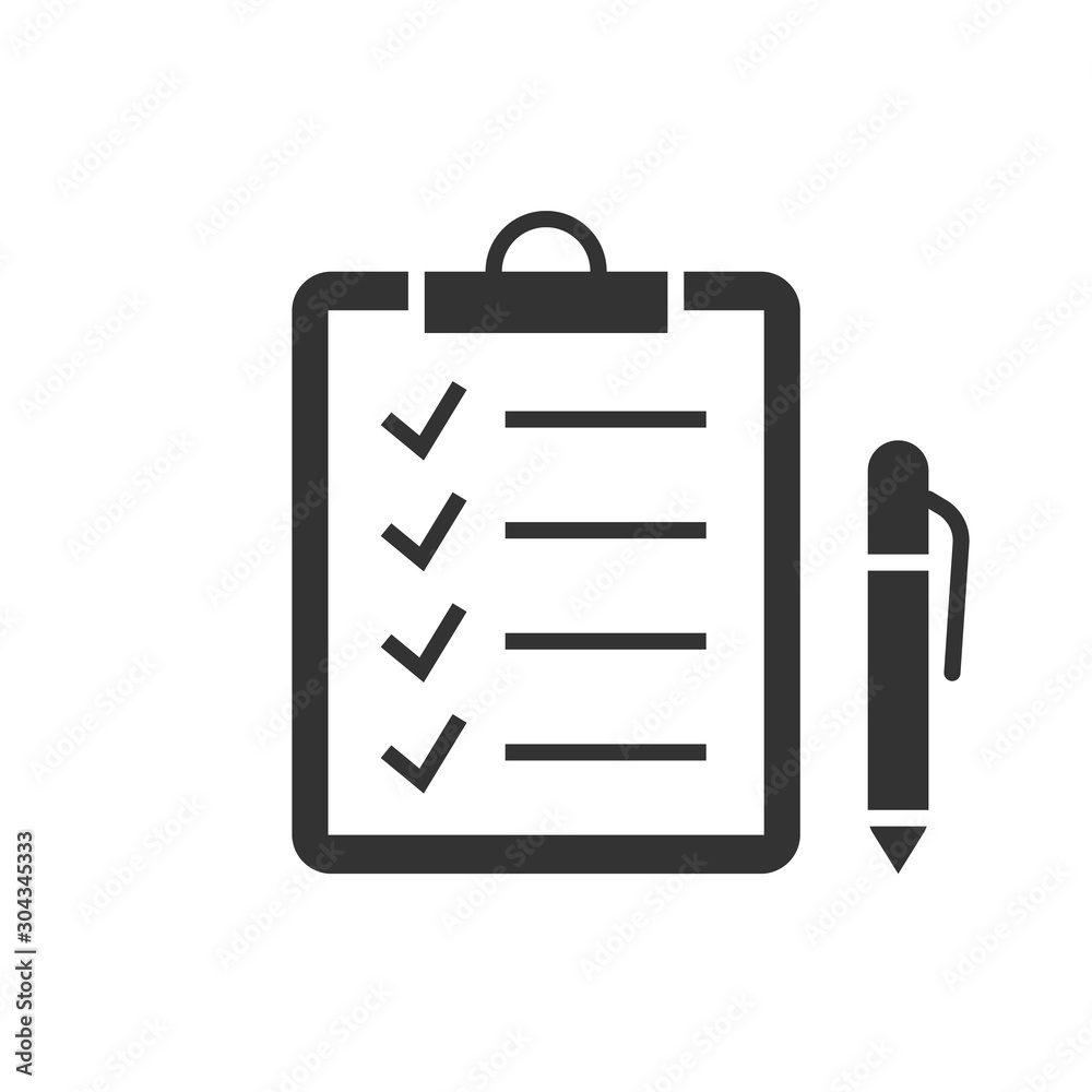 Check marks on clipboard black icon on white background. Vector illustration Check marks on clipboard black icon on white background. Vector illustration