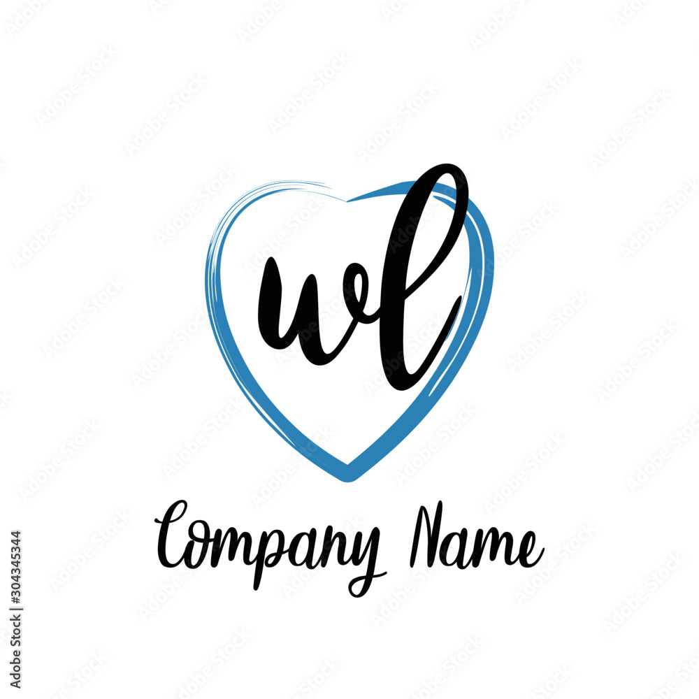 WL initial handwriting in a love brush-shaped template WL initial handwriting in a love brush-shaped template