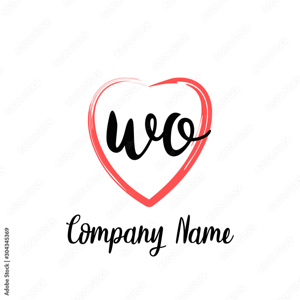 WO initial handwriting in a love brush-shaped template WO initial handwriting in a love brush-shaped template