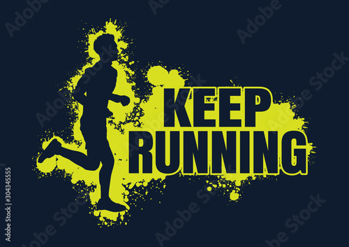 Running silhouettes. Vector illustration, Trail Running, Marathon runner.	