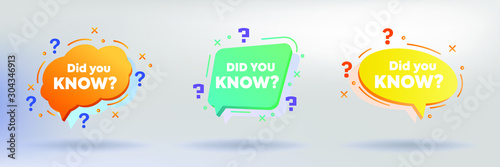 	 Did you know label. Banner or sicker with Interesting fact. Helpful template for ask or quiz