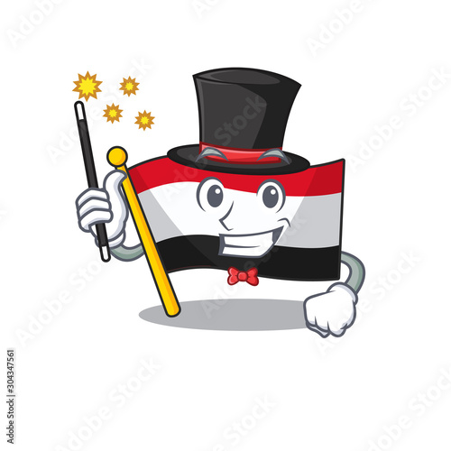 Magician cartoon flag yemen in with mascot