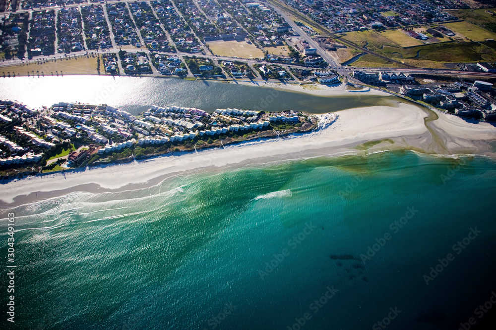 Aerial view of Milnerton Beach and Lagoon, Cape Town