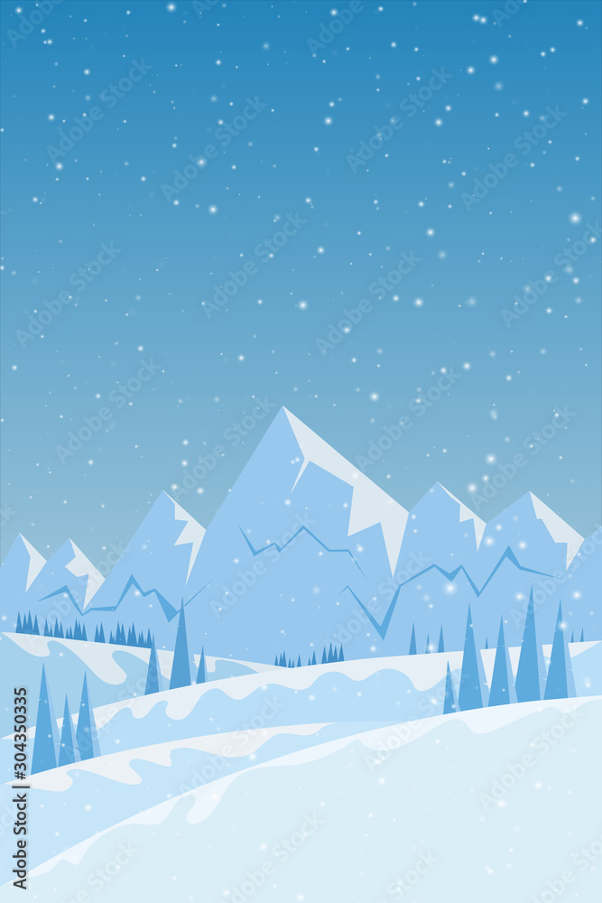 Fototapeta premium Winter day on forest and mountains