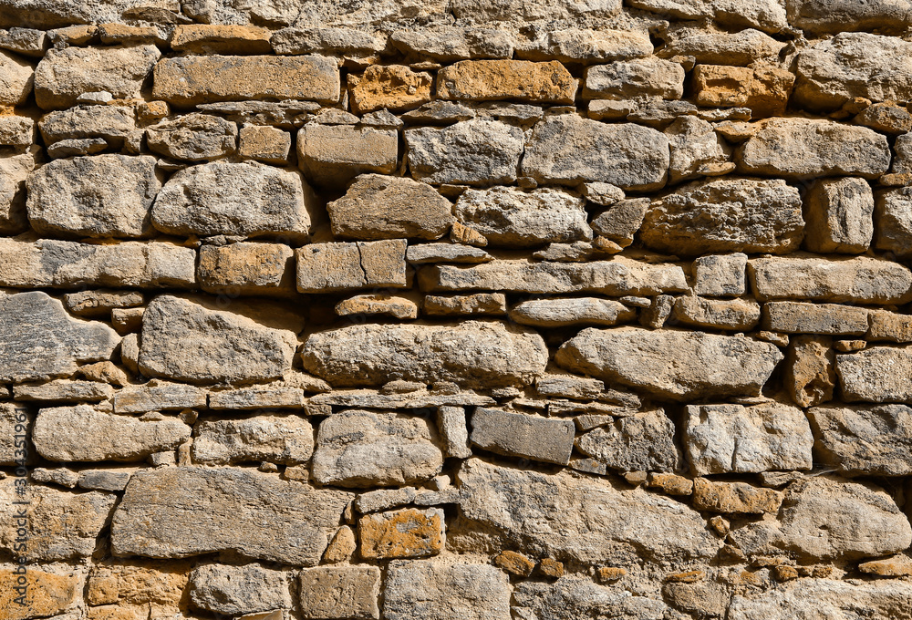 Texture of an old wall of stones and bricks
