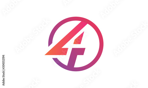 logo icon circle letter 4 vector