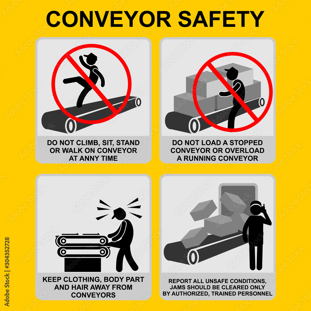 vector black icons set, conveyor safety Stock Vector | Adobe Stock