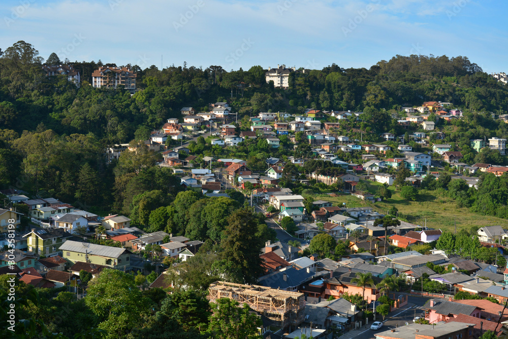 Gramado, Rio Grande do Sul, Brazil - 19.11.2019: residential buildings in Gramado