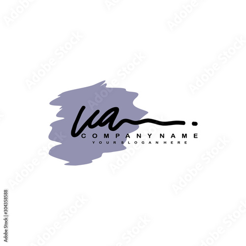 VA handwriting logo template of initial signature. beauty monogram and elegant logo design photo