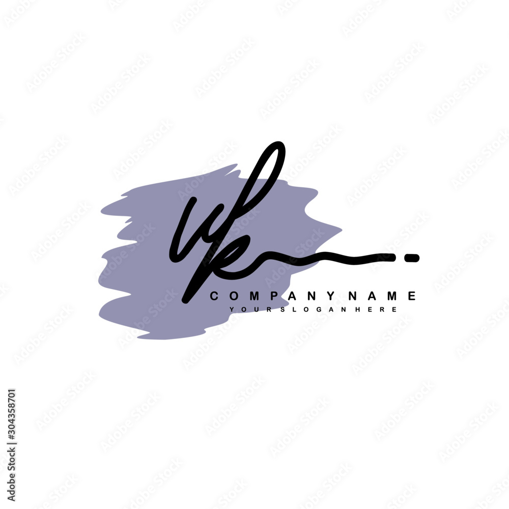 VK handwriting logo template of initial signature. beauty monogram and ...