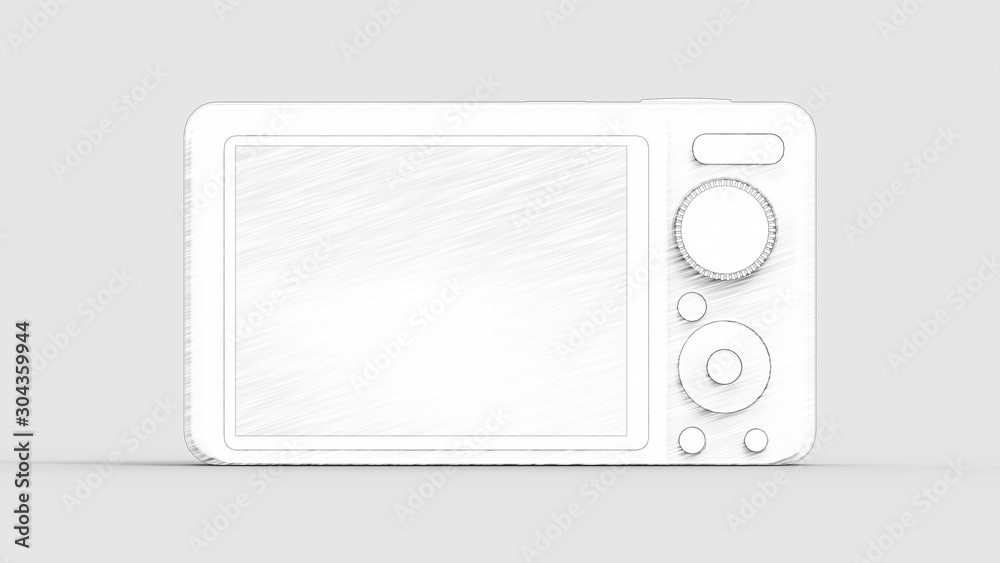3d rendering of a digital camera isolated in studio background