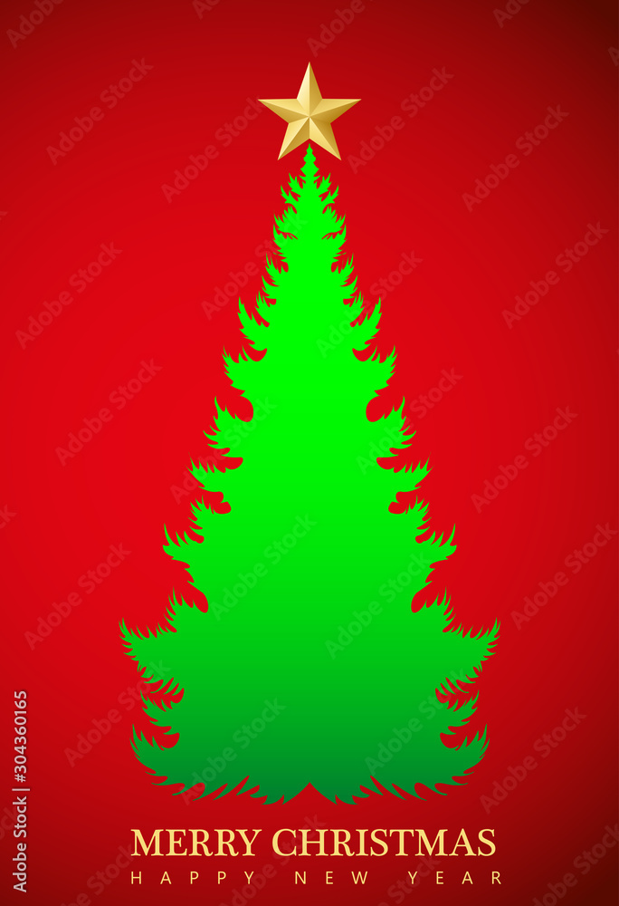 Christmas greeting. Pine tree with red background. Vector illustration Christmas greeting. Pine tree with red background. Vector illustration