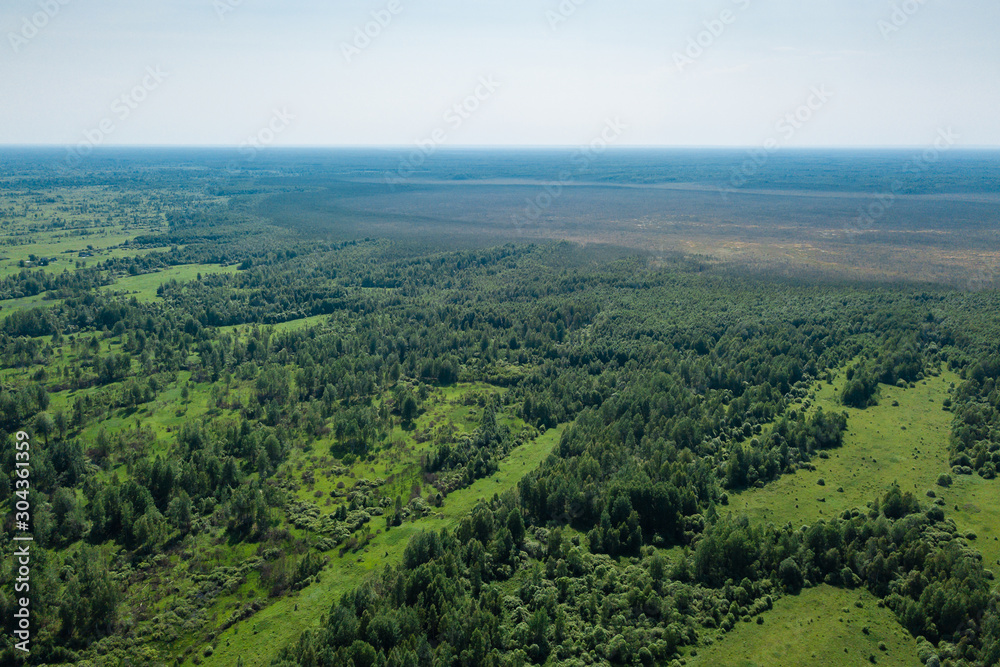 aerial photography landscape green forest and fields