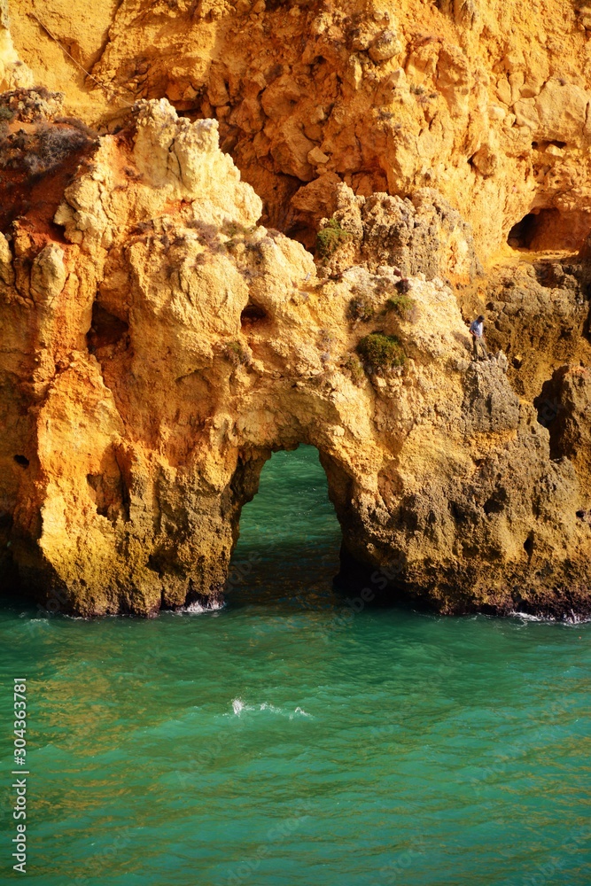 rocky beach in Lagos Portugal 01.Nov.2019 It is one of the most beautiful beaches and coastal areas in the world