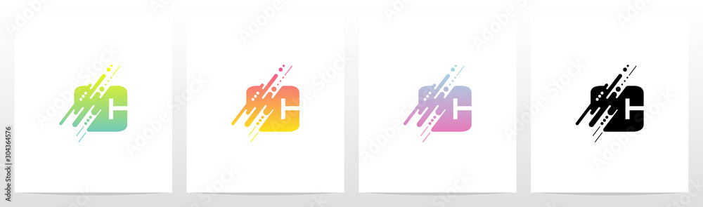 Fototapeta premium Abstract Dots And Lines Letter Logo Design c