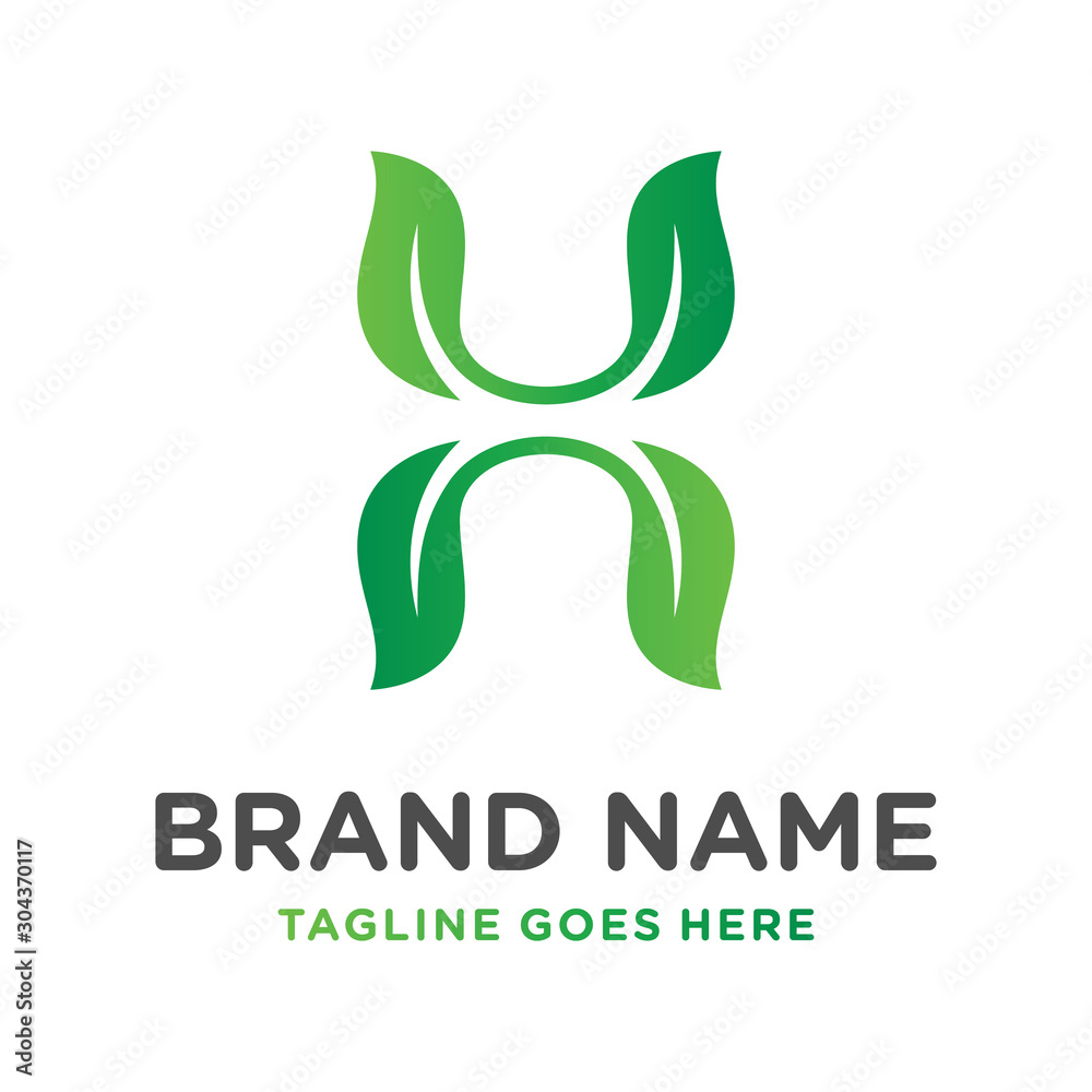 Obraz premium leaf logo design letter H