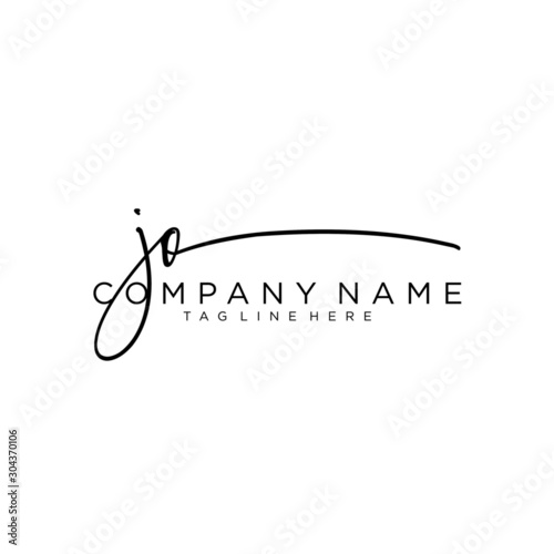 Initial letter JO Signature handwriting Logo Vector