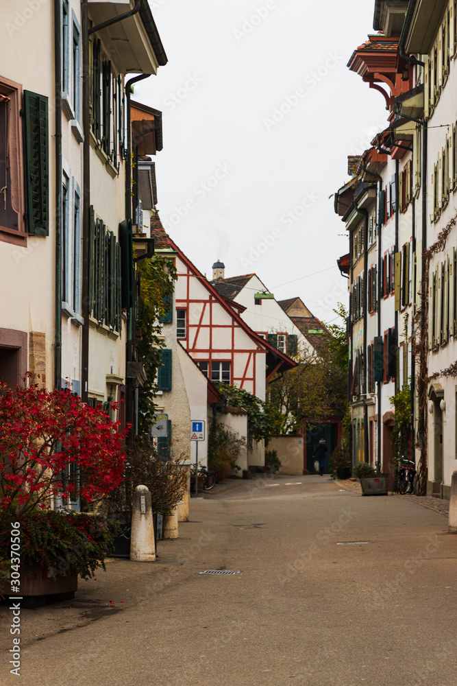 street in old town of Basel Switzerland