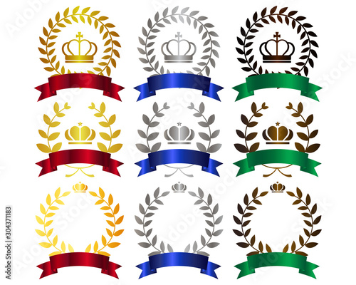 王冠　月桂樹　ランキング 星　セット　リボン