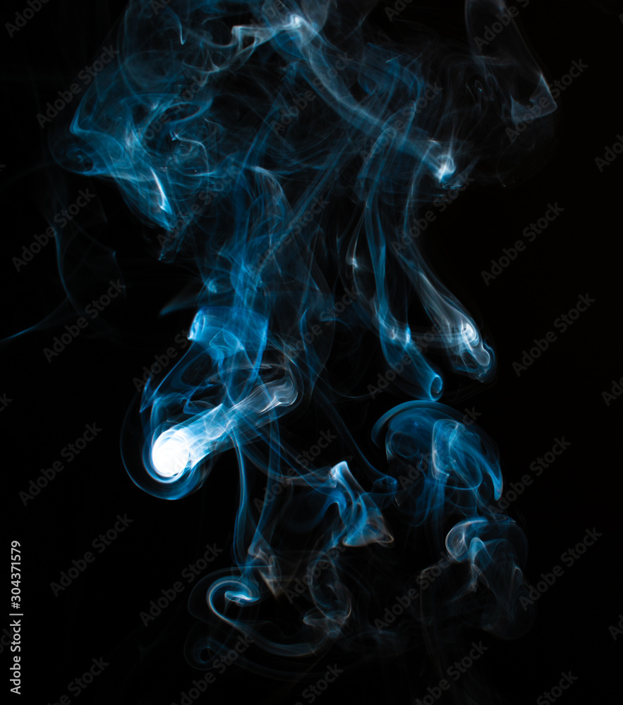 Obraz Close up of smoke on black background. Smoke stock image. Smoke cloud. Fog clouds, smoky mist and realistic cloudy effect. Condensation smoke effects, ashes mist texture or toxic gas.