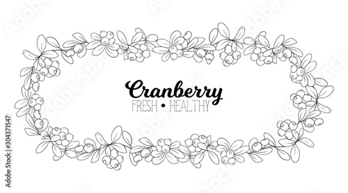 Cranberry. Element for design. Good for product label. Outline hand drawing vector illustration..