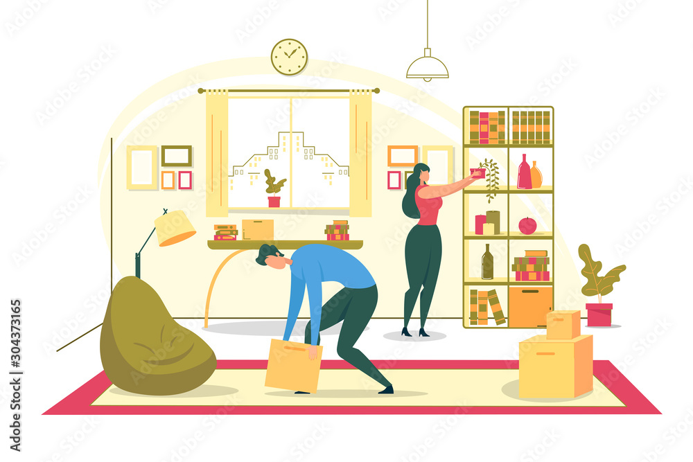Home Removal, House Relocation Flat Vector Concept Home Removal, House Relocation Flat Vector Concept