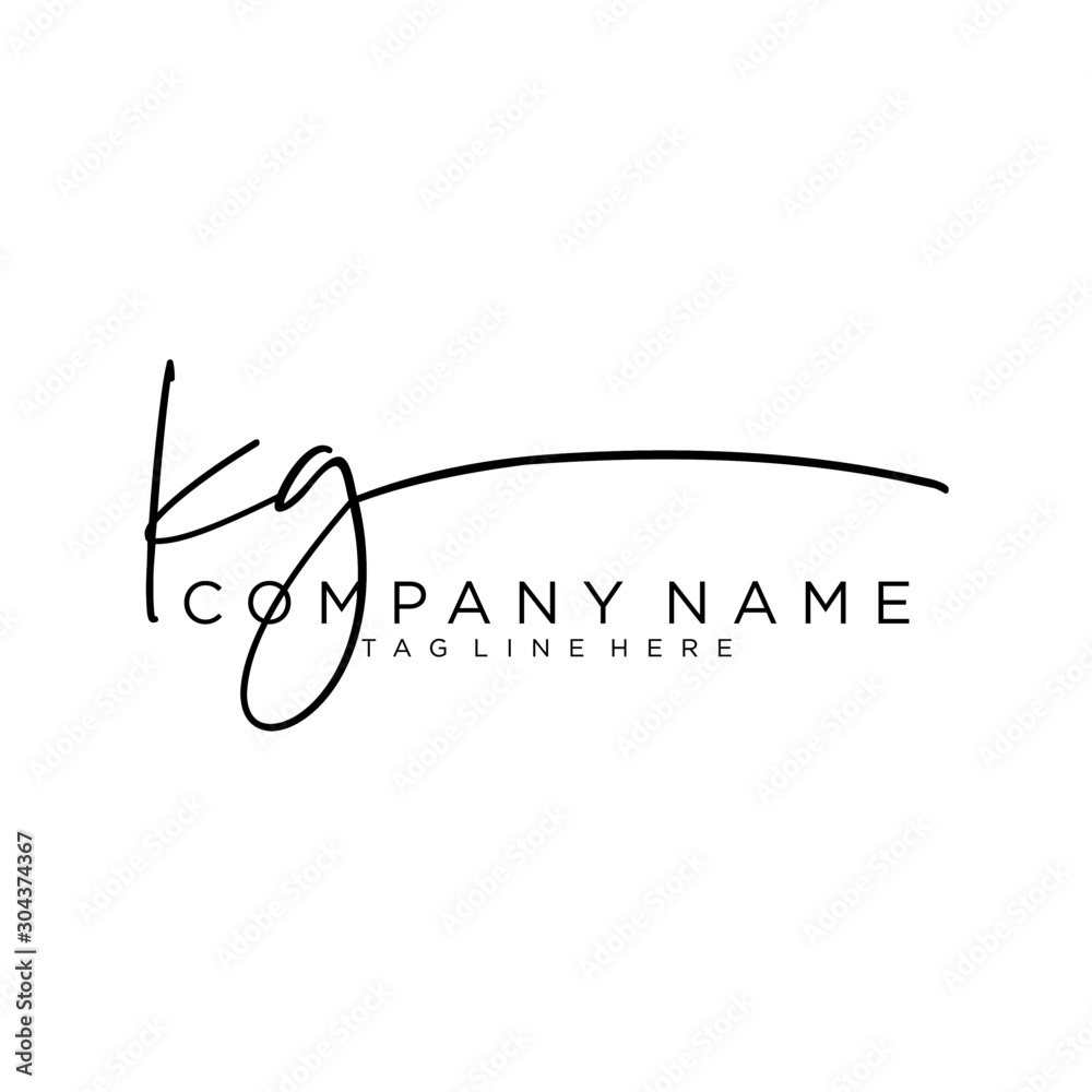 Initial letter KG Signature handwriting Logo Vector