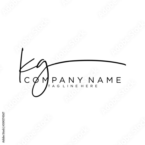 Initial letter KG Signature handwriting Logo Vector photo