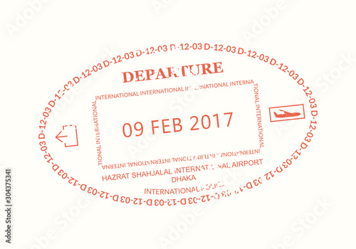 Bangladesh Passport stamp. Visa stamp for travel. Dhaka international airport grunge sign. Immigration, arrival and departure symbol. Vector illustration.