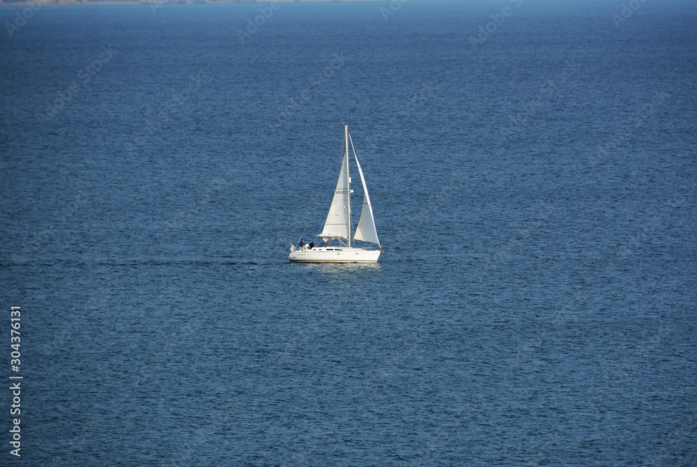 a sailboat on the ocean in Lagos - Portugal 01.Nov.2019