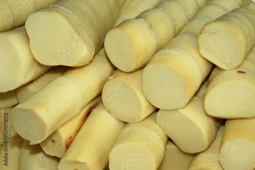 Boiled bamboo shoots are a popular food among Thai people, eaten together with chili paste.