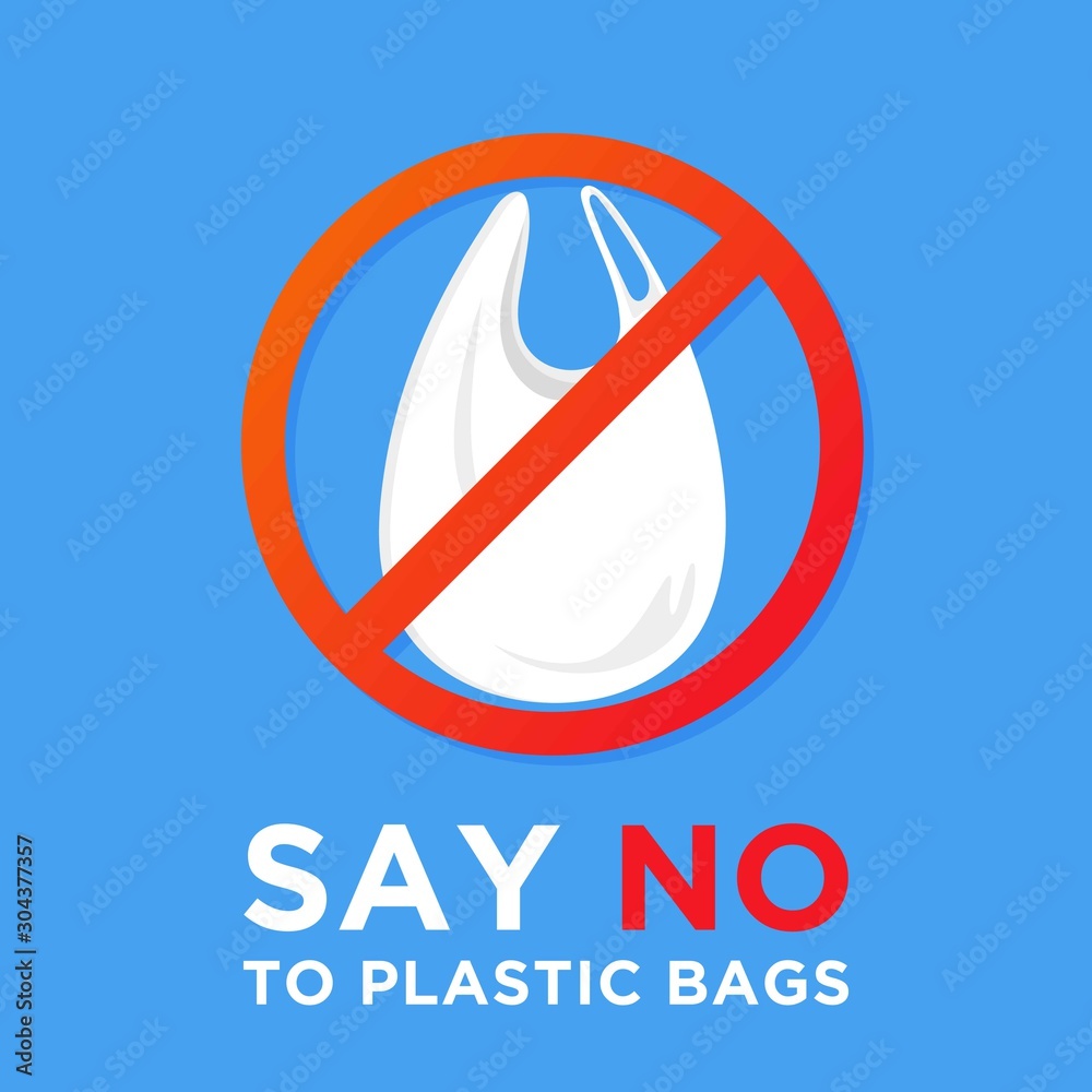 Say No To Plastic Bags. Ecology Conversation. Zero Waste. White 