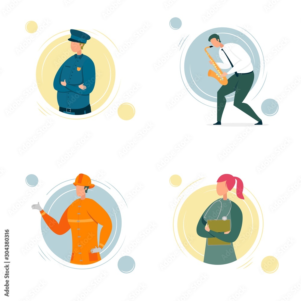 Cartoon People Character Different Professions Set Cartoon People Character Different Professions Set