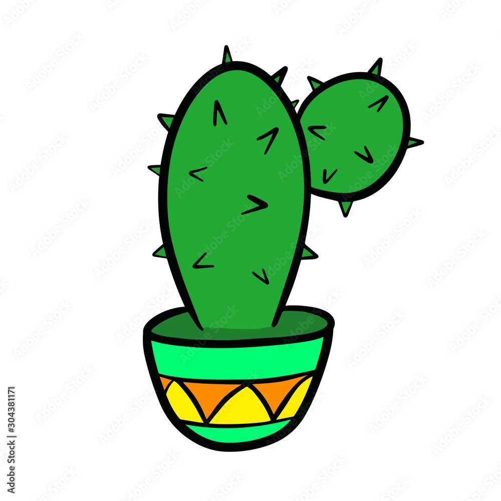 vector illustration of a cactus plant in a pot on a white background vector illustration of a cactus plant in a pot on a white background