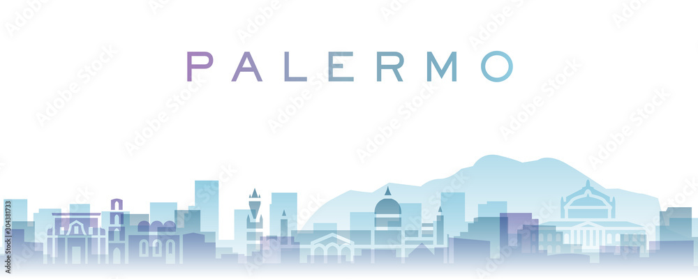 Palermo Transparent Layers Gradient Landmarks Skyline Palermo Transparent Layers Gradient Landmarks Skyline